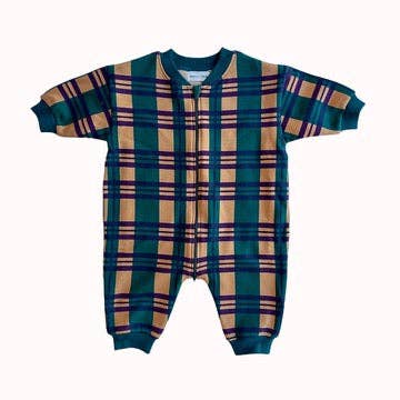 Fleece Zippered Jumpsuit in Botanical Garden Plaid