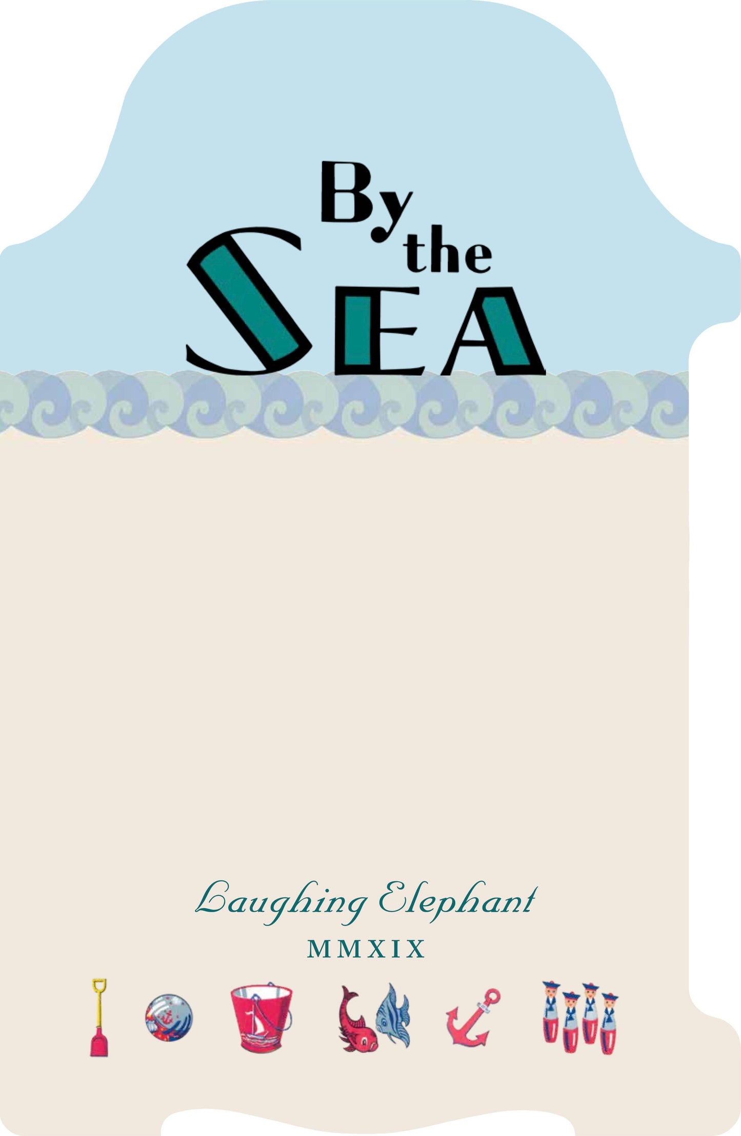 Product packaging for 'By the Sea' by Laughing Elephant with beach-themed design.