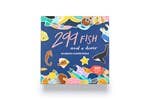 Box of 24 fish with colorful illustrations on a blue background
