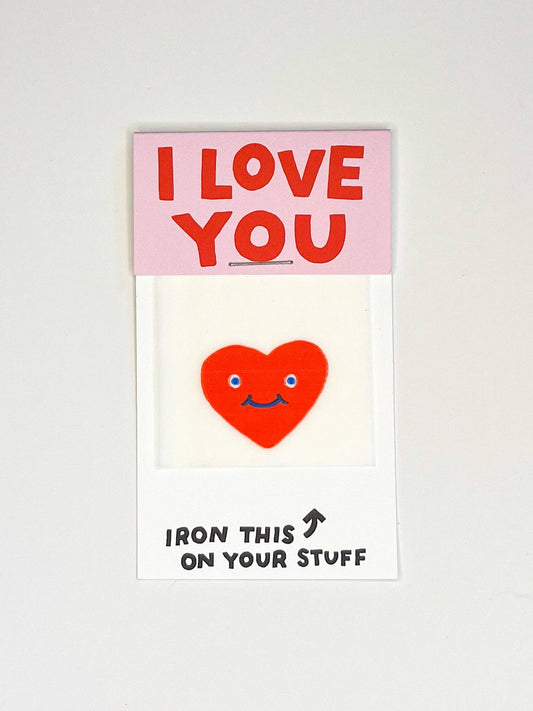 I Love You Heart Face L'il Something Iron-On Card
