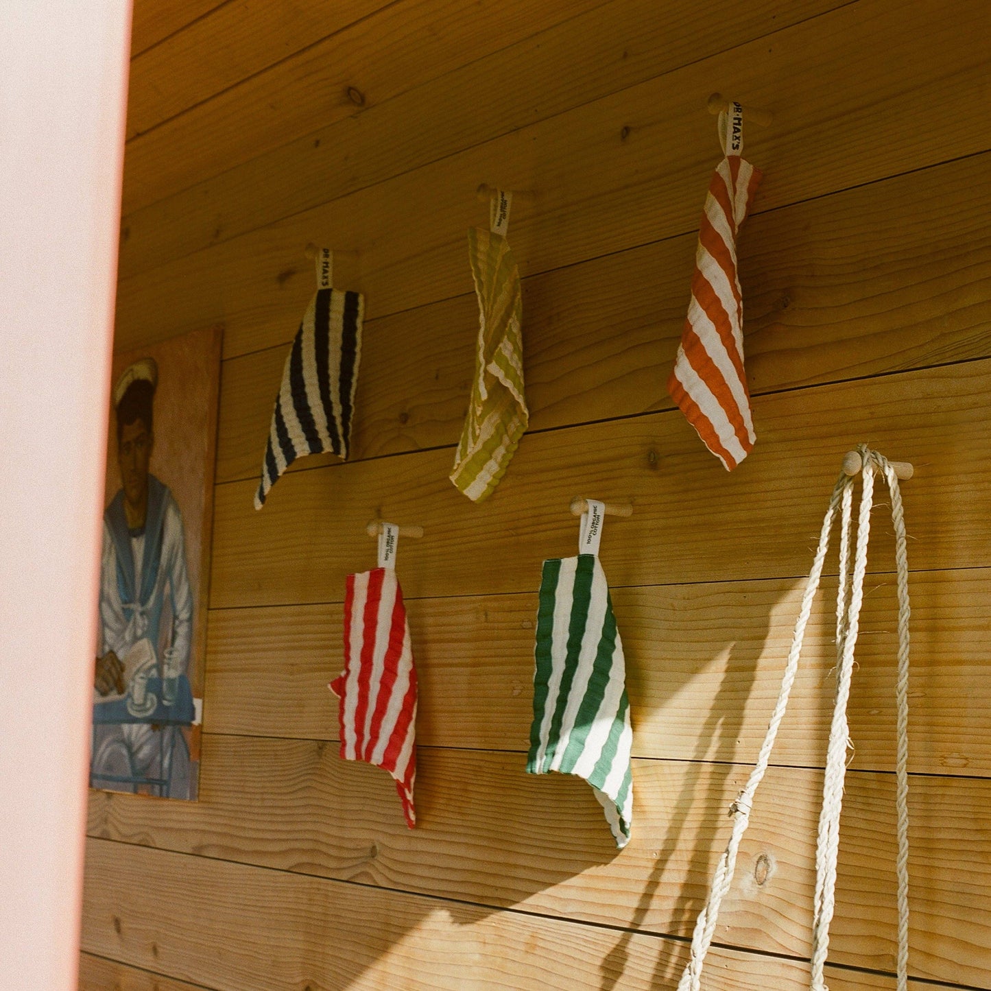 Stripe Wash Cloths- Five Pack Organic Cotton