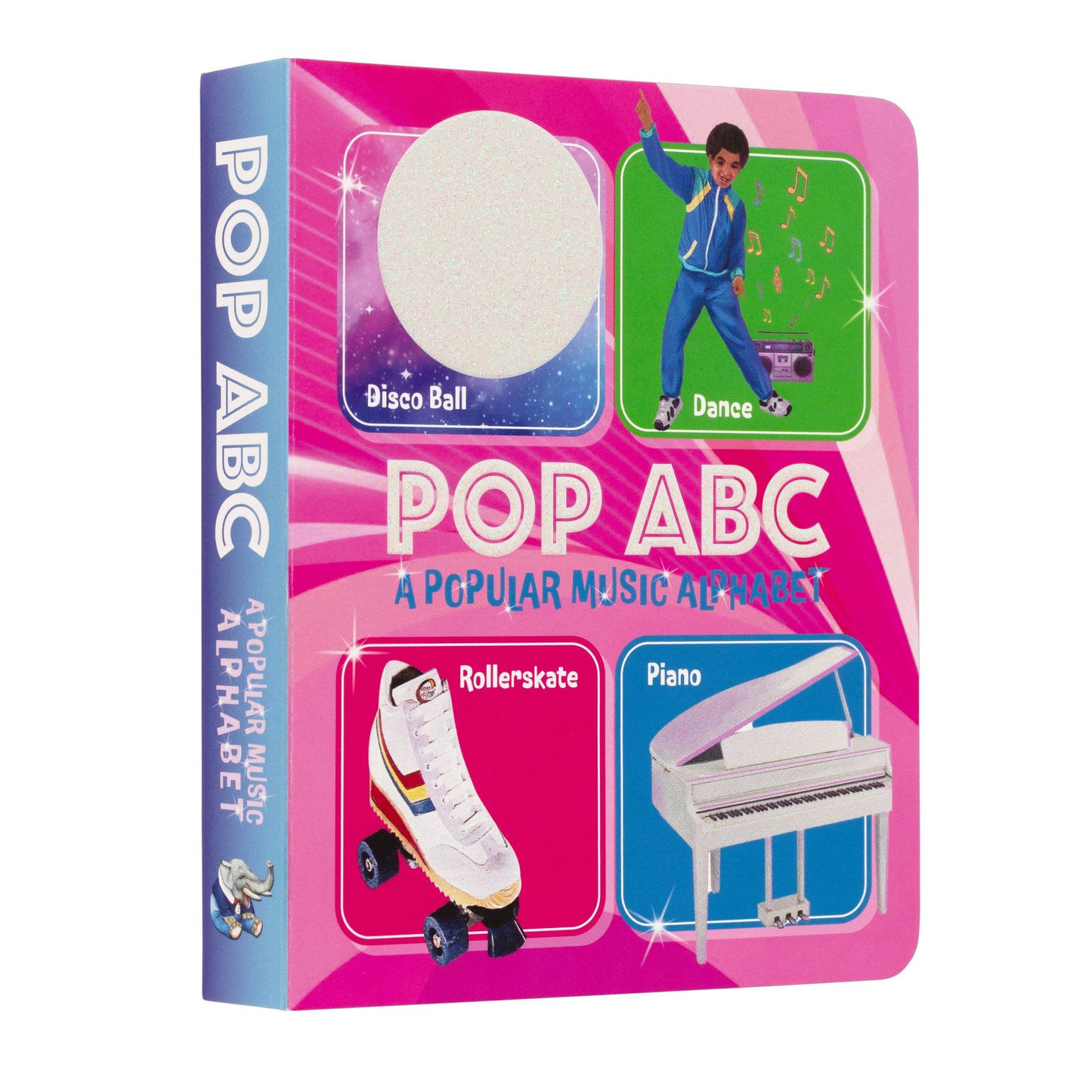 Children's book titled 'Pop ABC' with colorful illustrations on a pink background