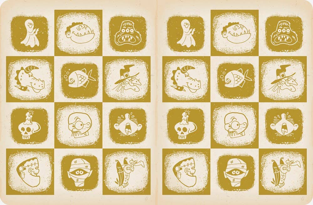 Collection of vintage-style illustrations on a beige background