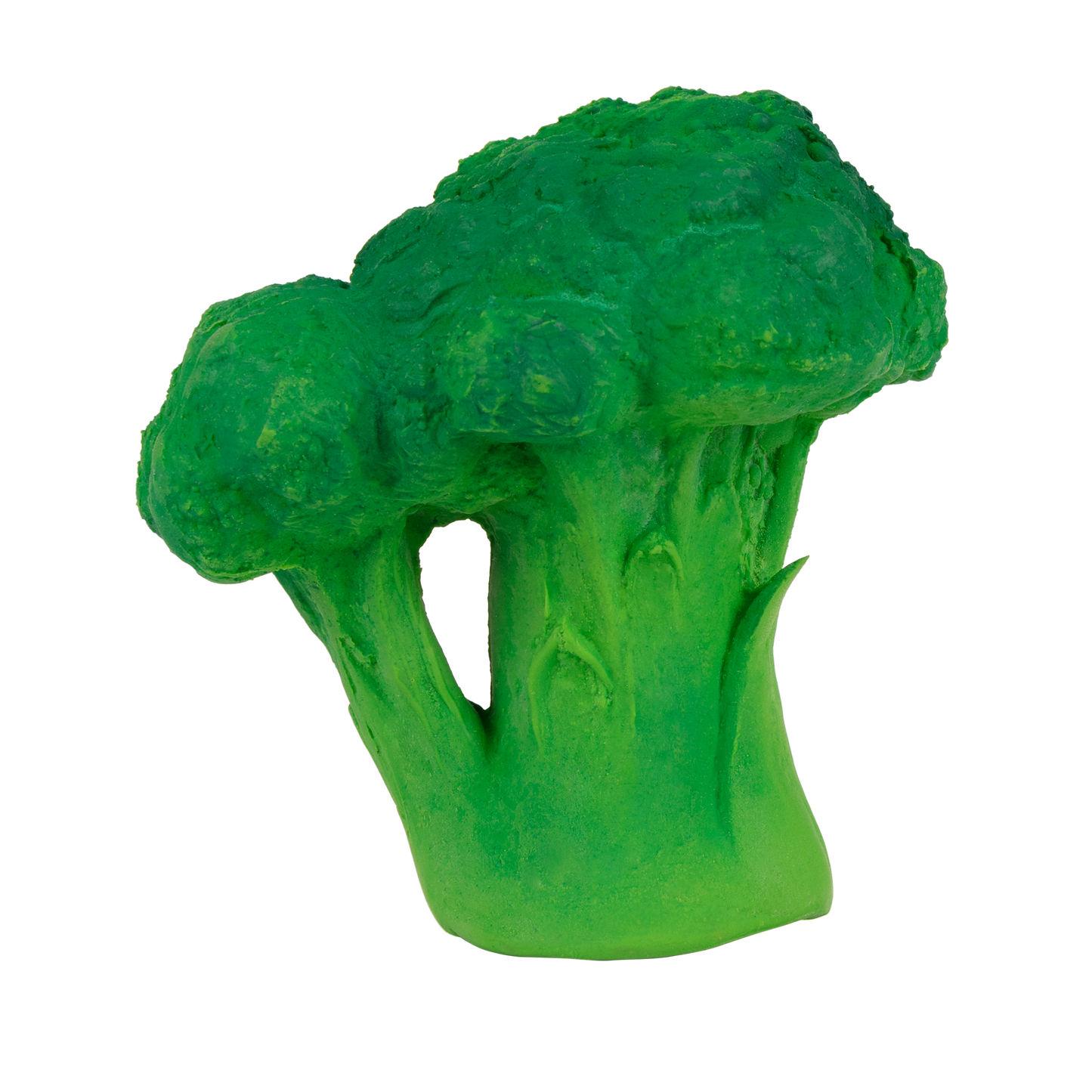 Green broccoli-shaped object on a white background