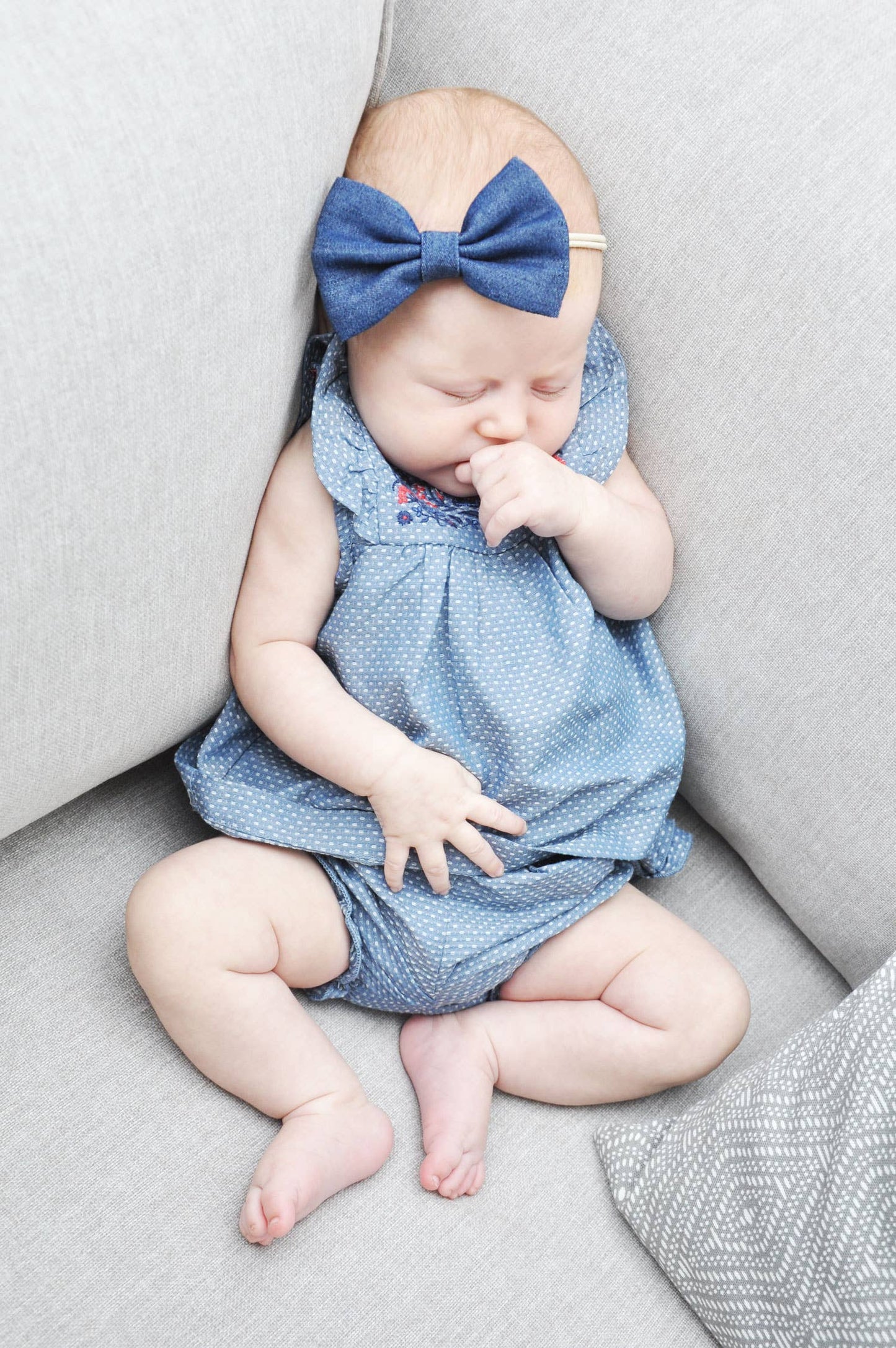 Denim Bow Baby Headband