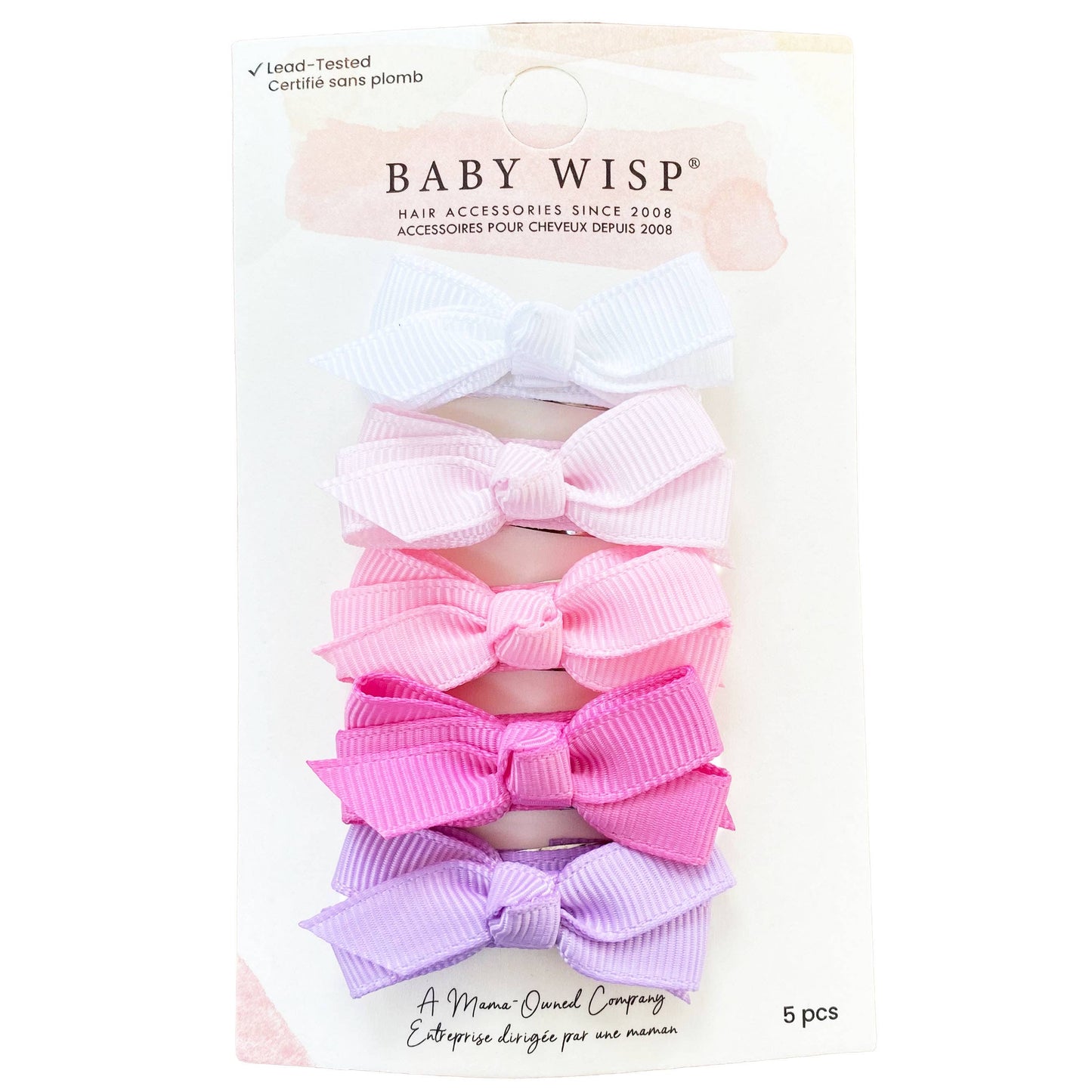 Pink Carnival- 5 Grosgrain Bow Snap Clips