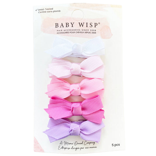 Pink Carnival- 5 Grosgrain Bow Snap Clips