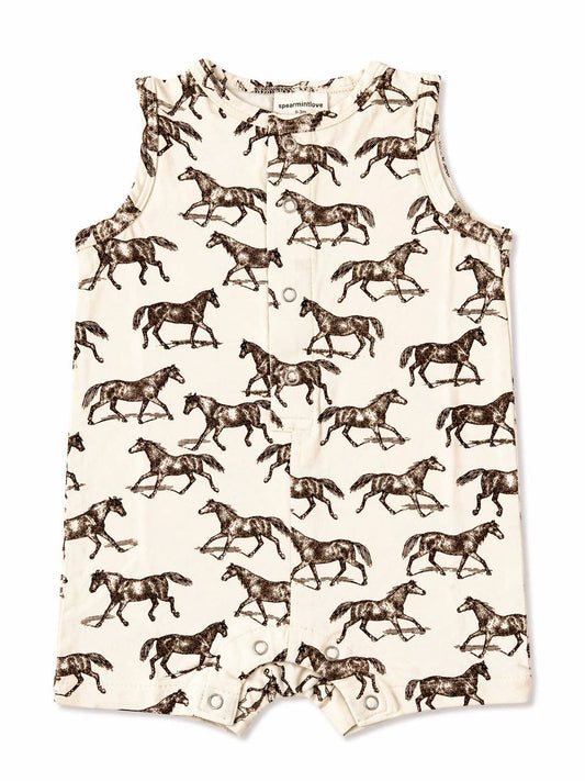 Sleeveless shirt with horse pattern on a white background