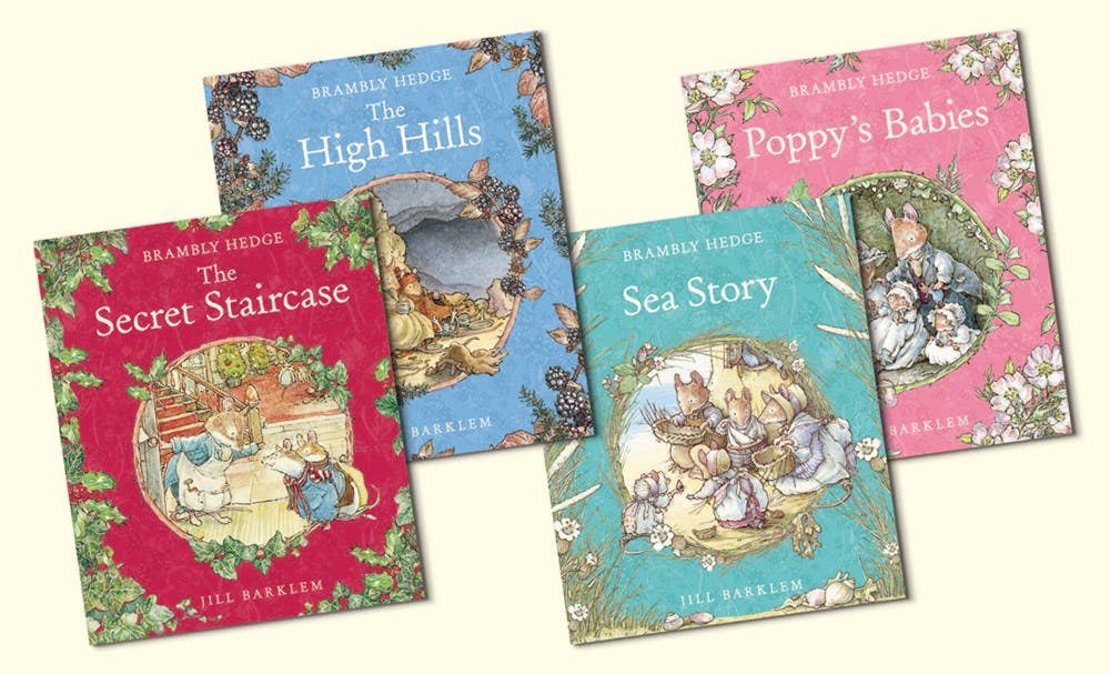 Four children's books from Brambly Hedge on a white background