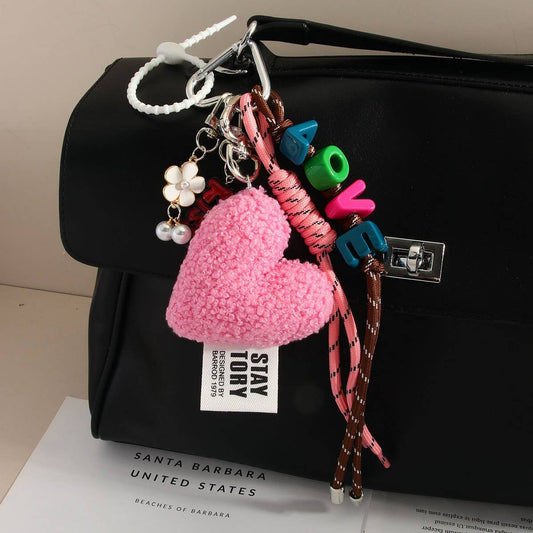 Pink Plush Heart LOVE Bag Charm