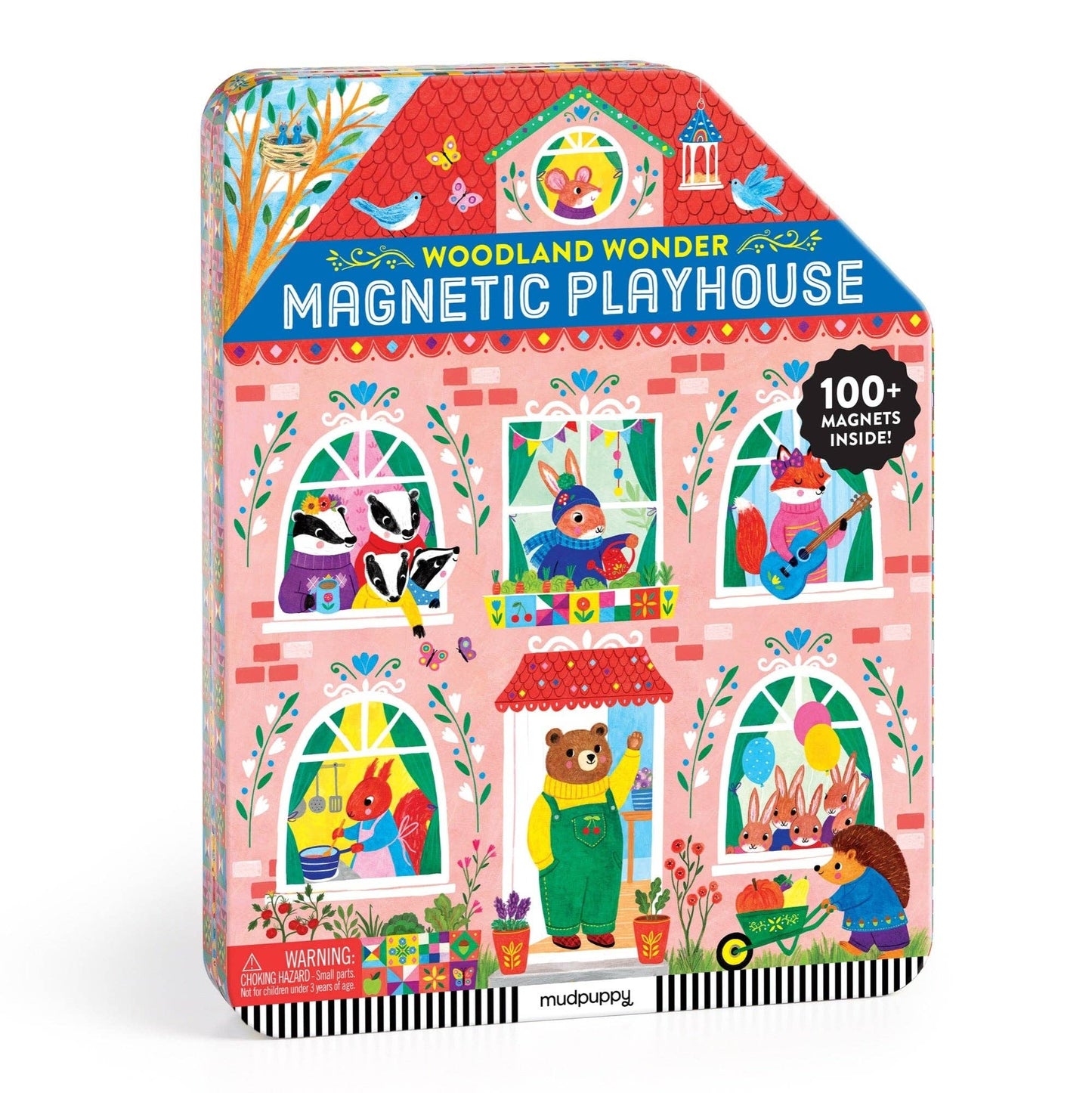 Woodland Wonder Magnetic Playhouse packaging with colorful design and magnetic figures on a white background