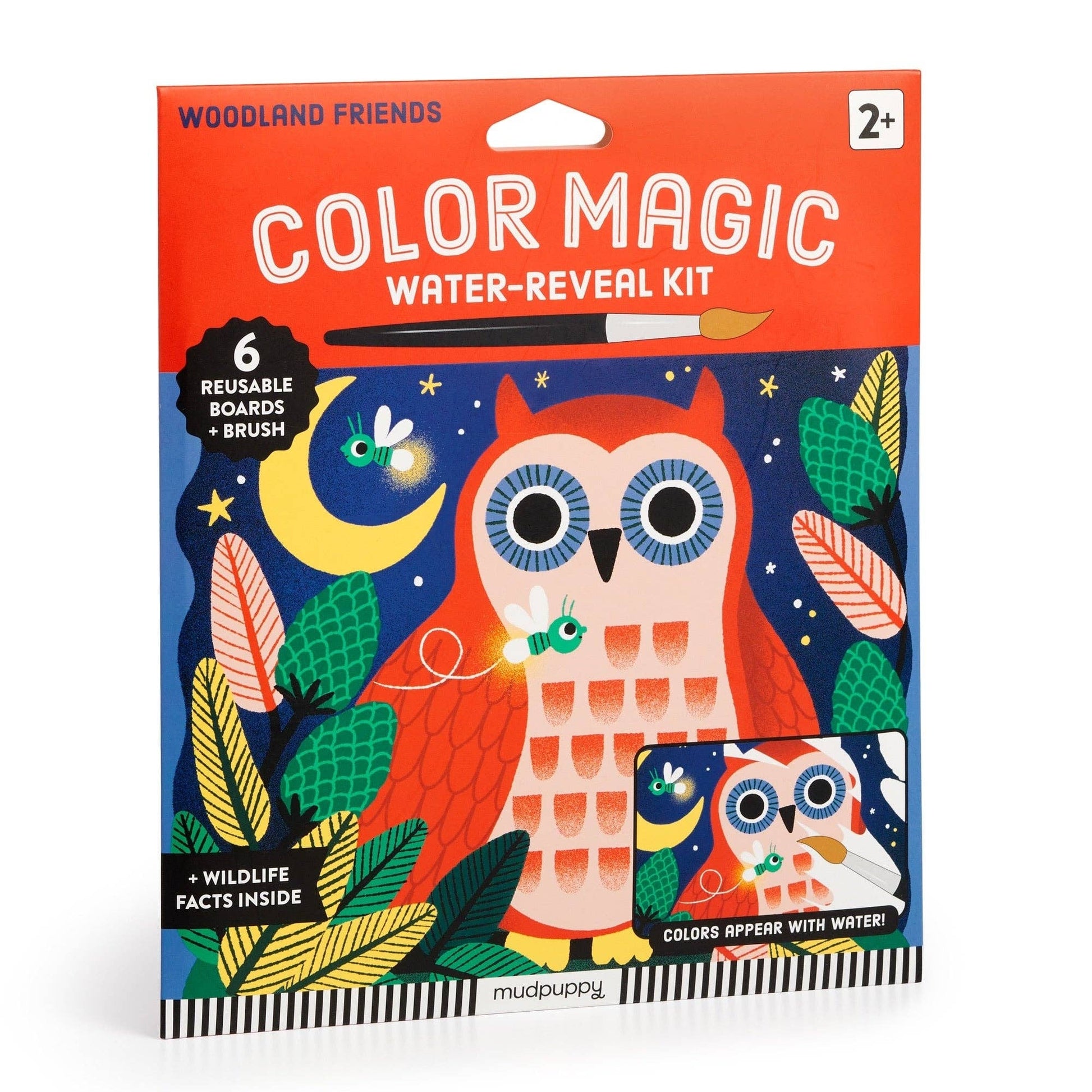 Color Magic water-reveal kit packaging with an owl design on a white background