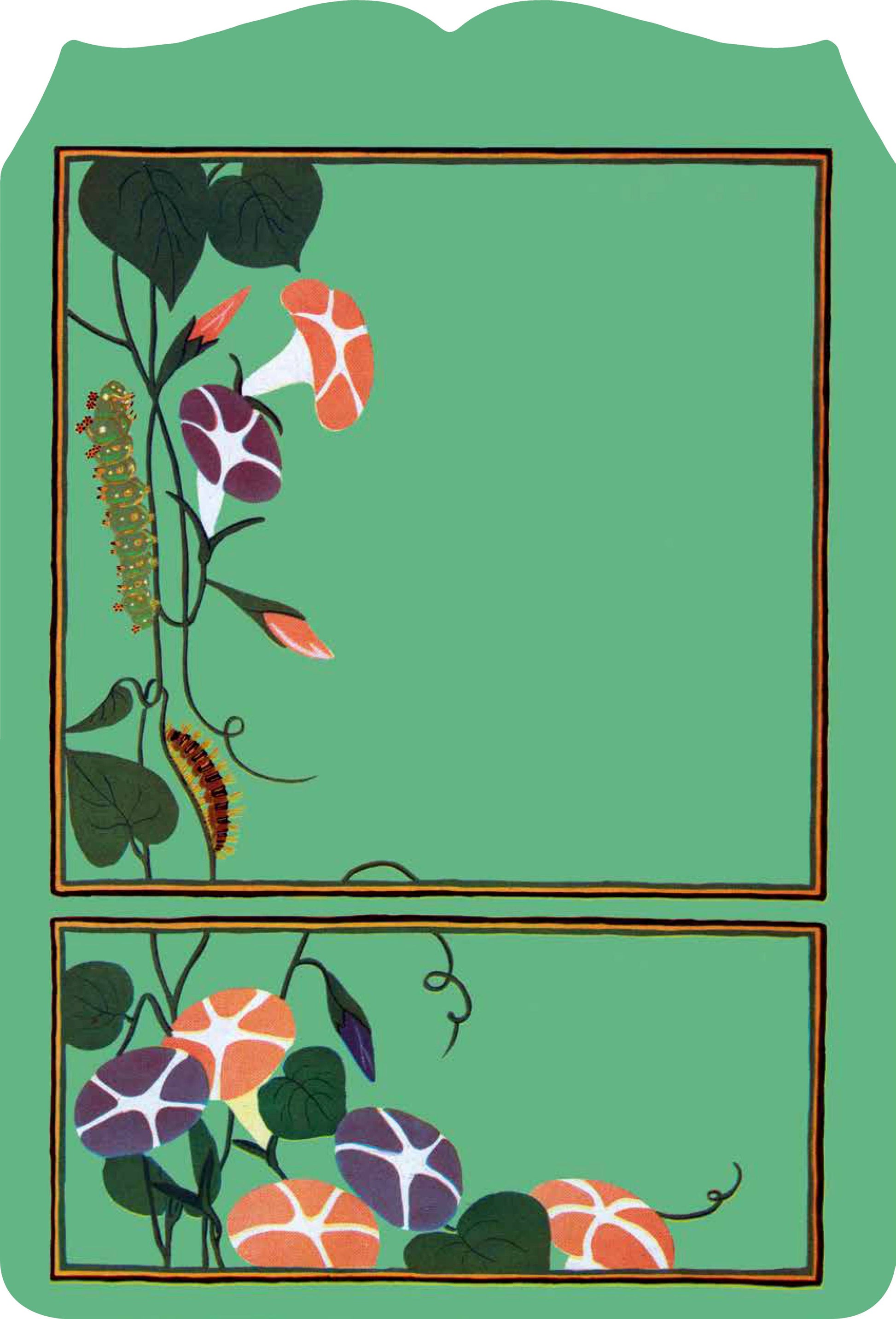 Decorative card with floral design on a green background