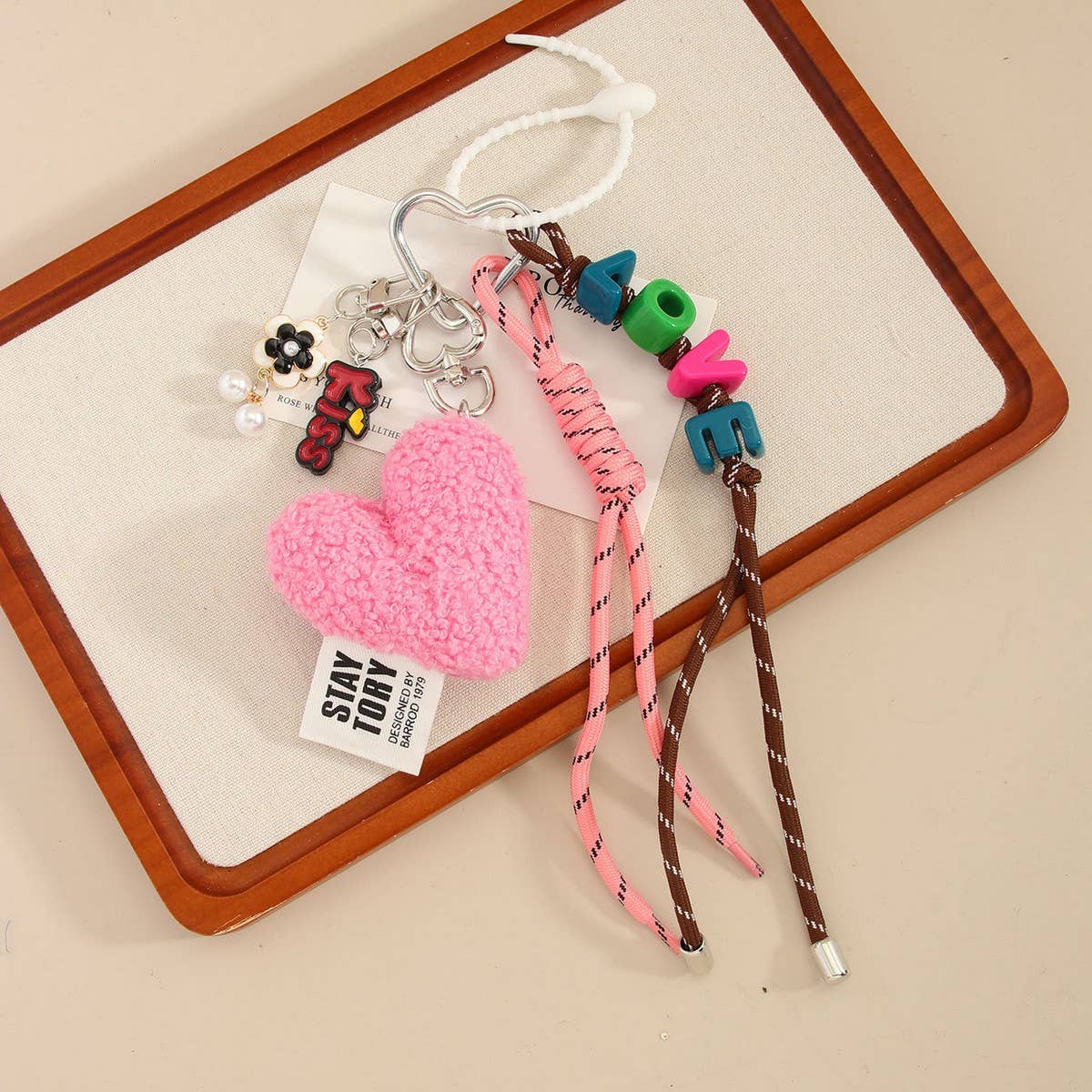 Pink Plush Heart LOVE Bag Charm