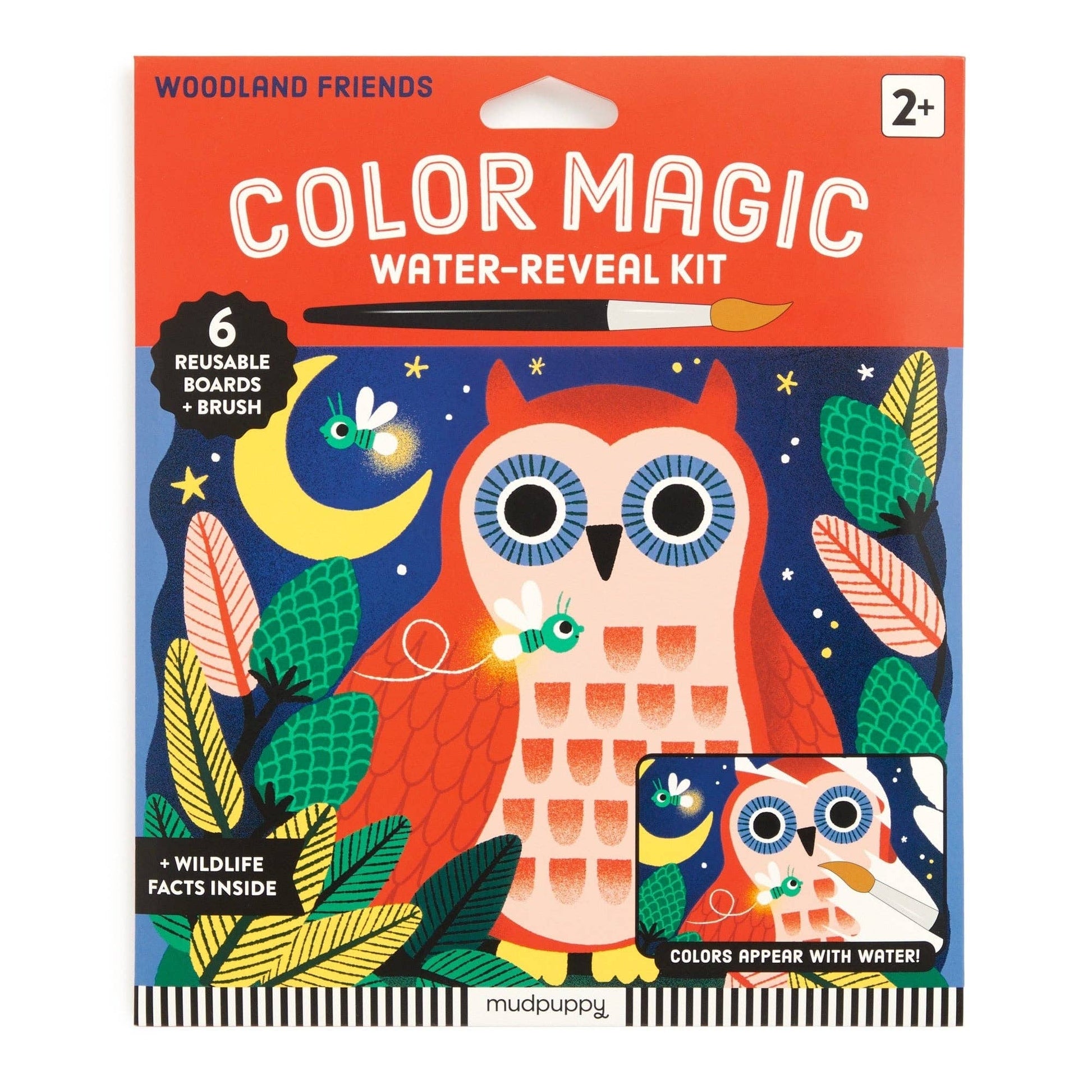 Color Magic water-reveal kit packaging with an owl design on a white background