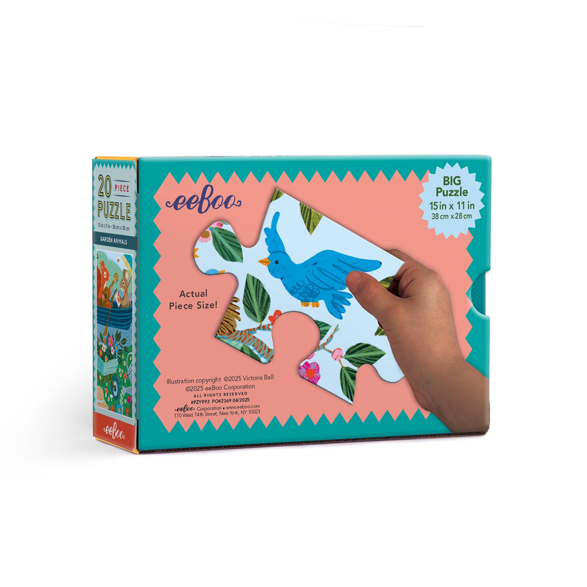 eeBoo puzzle box with a hand holding a puzzle piece on a white background