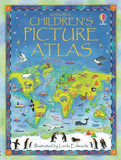 Children's Picture Atlas with world map illustration on cover