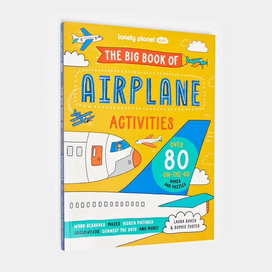 Book titled 'The Big Book of Airplane Activities' by Lonely Planet Kids on a white background