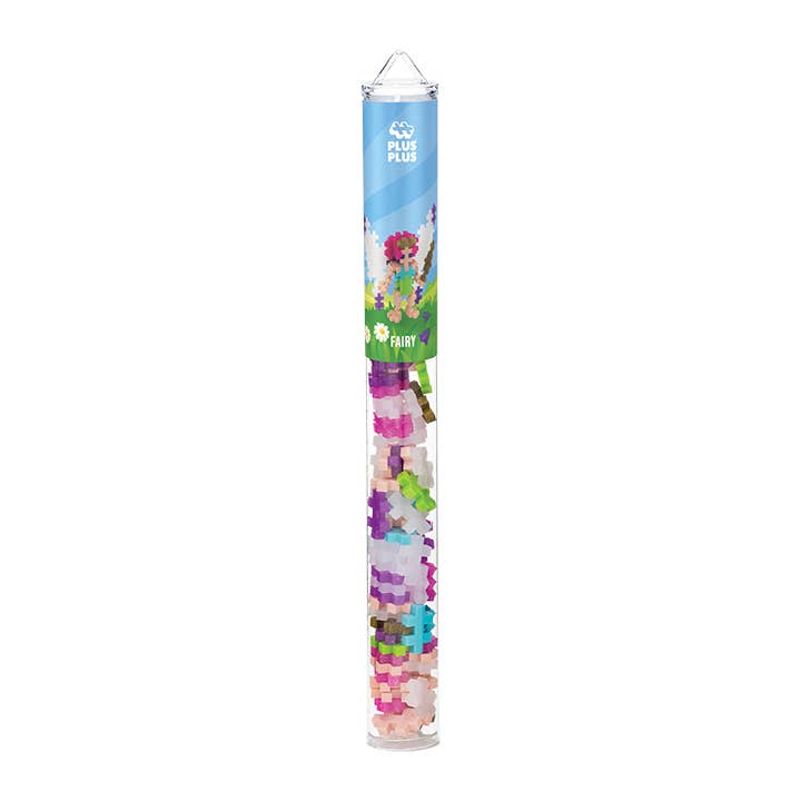 Colorful cylindrical  puzzle tube with a blue top on a white background