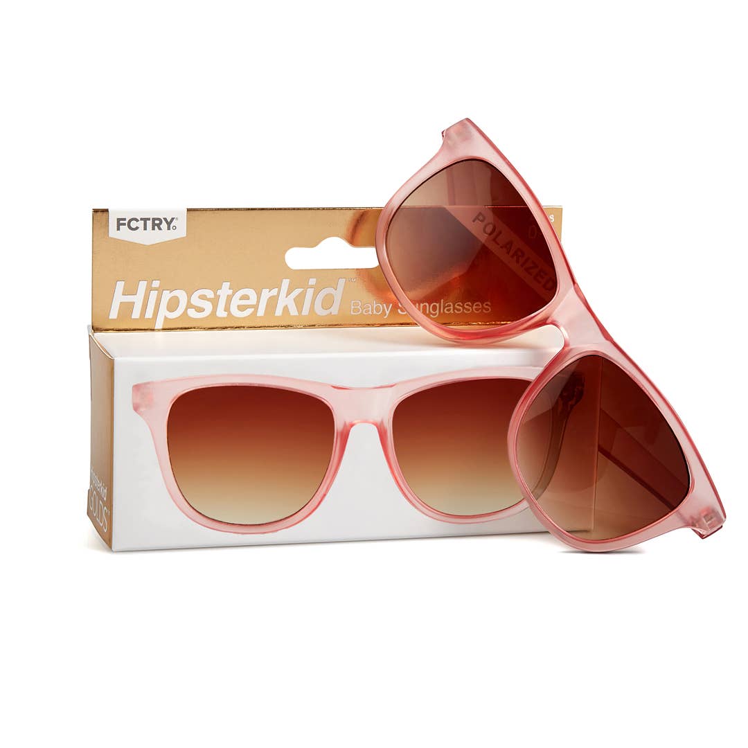 Pink sunglasses with gradient lenses on a white background