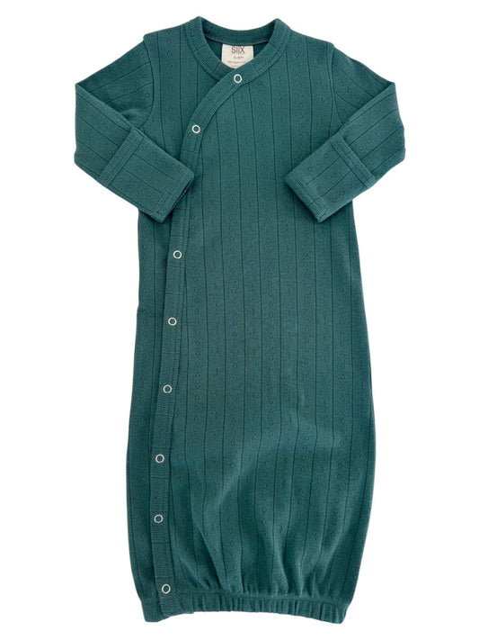 Pine Green Pointelle Newborn Gown