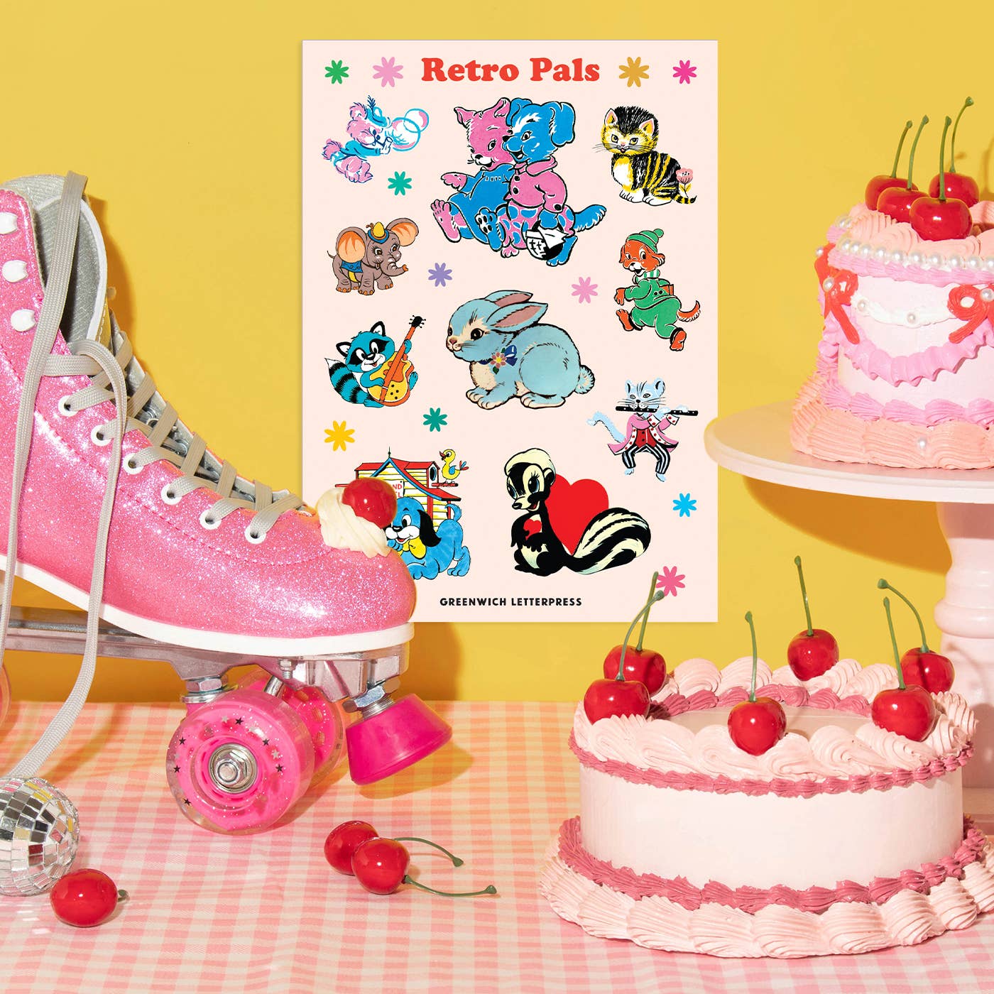 Retro Pals Sticker Sheet – Cute & Retro Die-Cut Animals