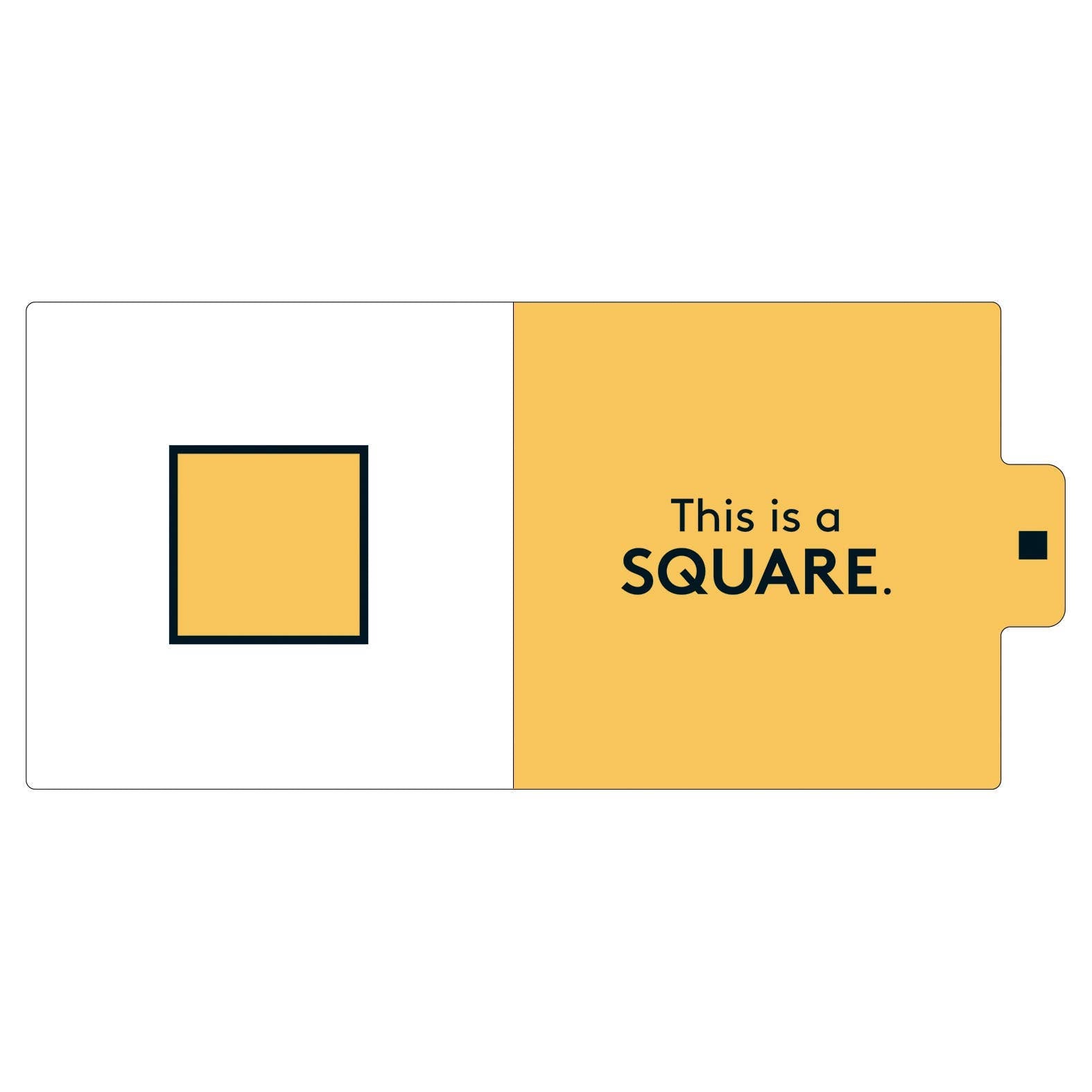 Yellow square with text 'This is a SQUARE.' on a white background