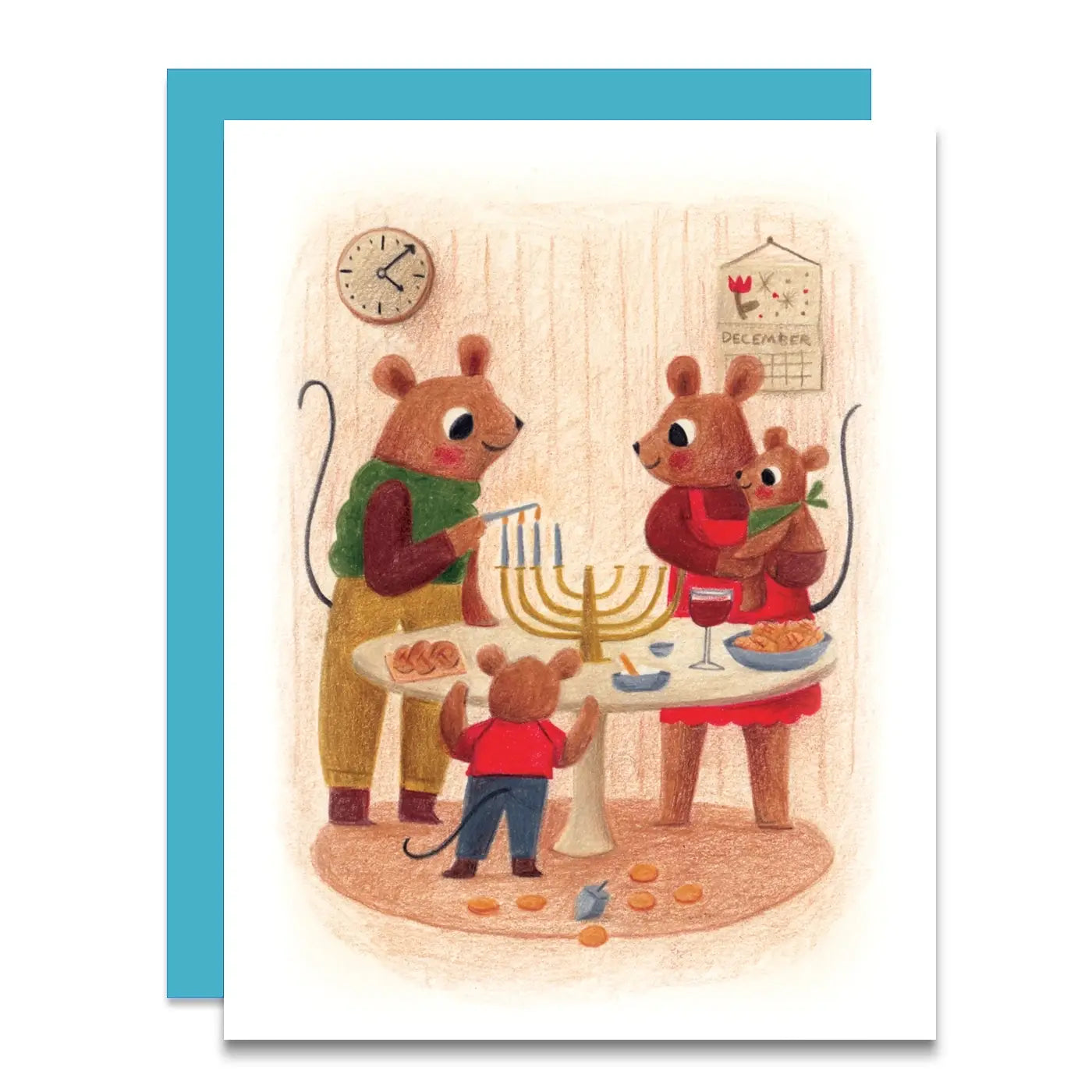 Hanukkah Mice Family Greeting Card