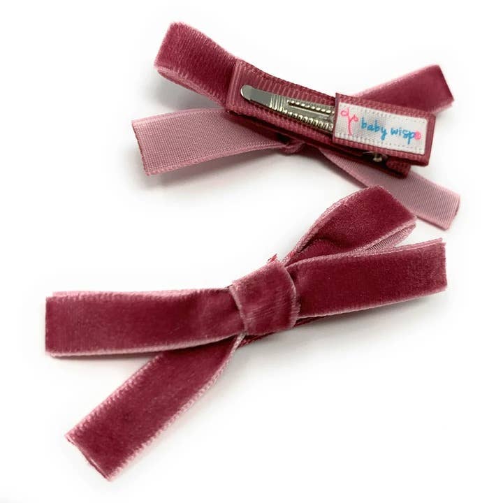 Velvet Pigtail Alligator Hair Clip Bows