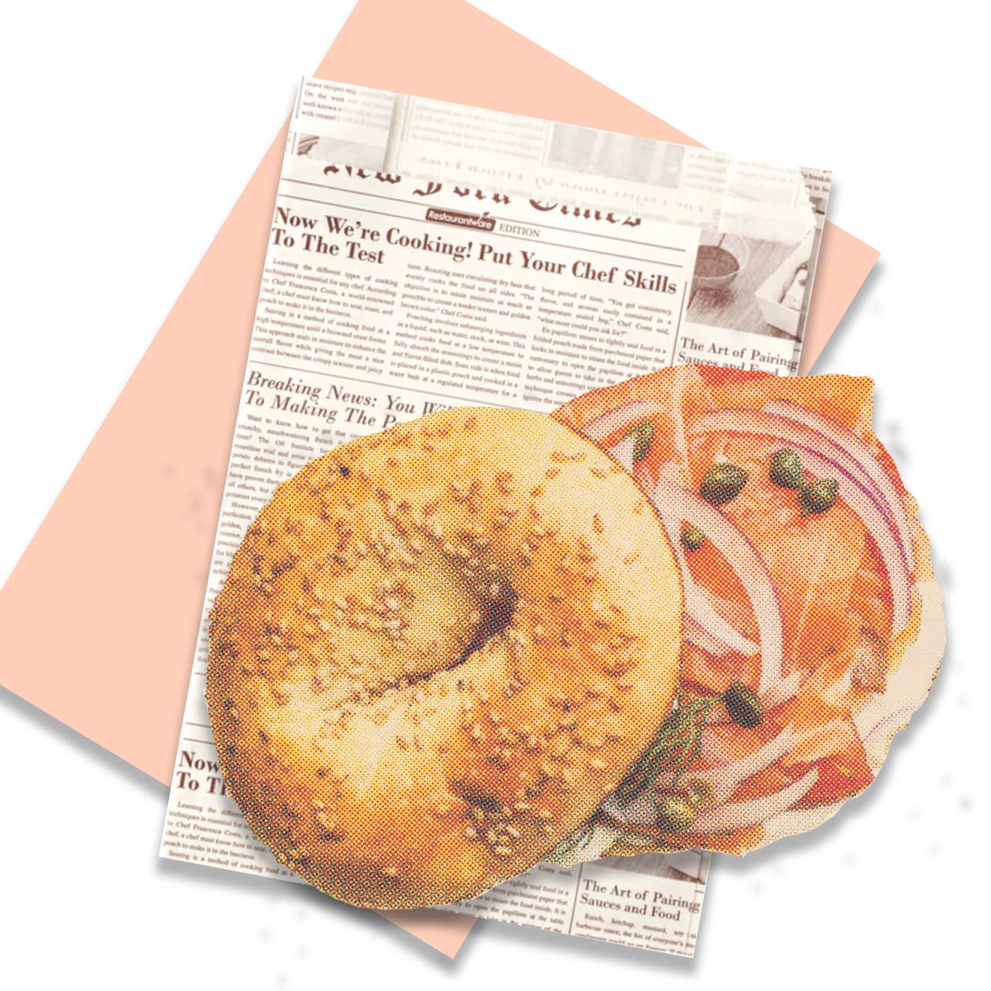 Retro NYC Bagel Postcard W/Envelope & Concession Bag