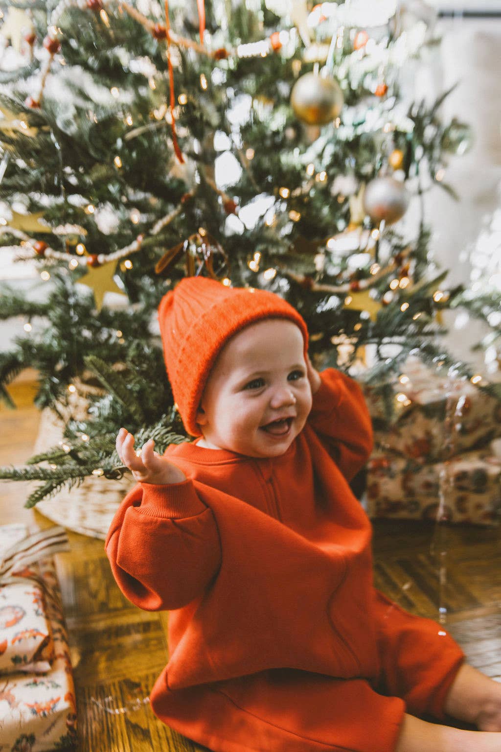 Fleece Zippered Jumpsuit in Mars Red