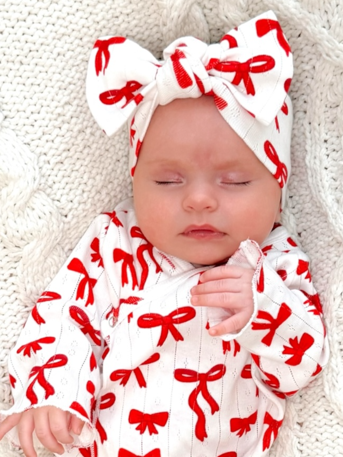 Red Bows Pointelle Headband Bow