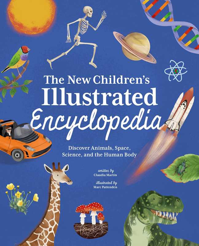 Book cover of 'The New Children's Illustrated Encyclopedia' with various illustrations on a blue background.