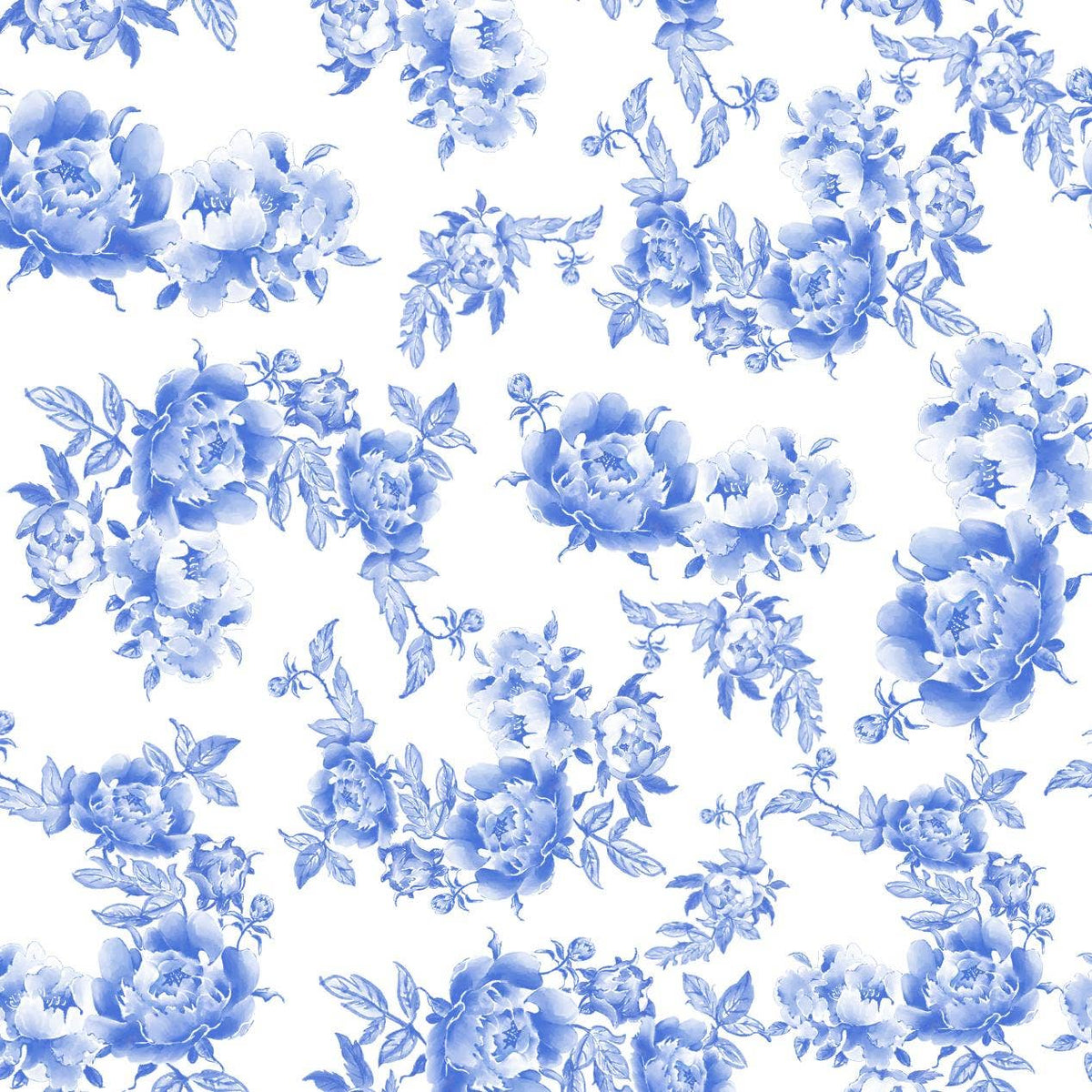 Pattern of blue floral designs on a white background