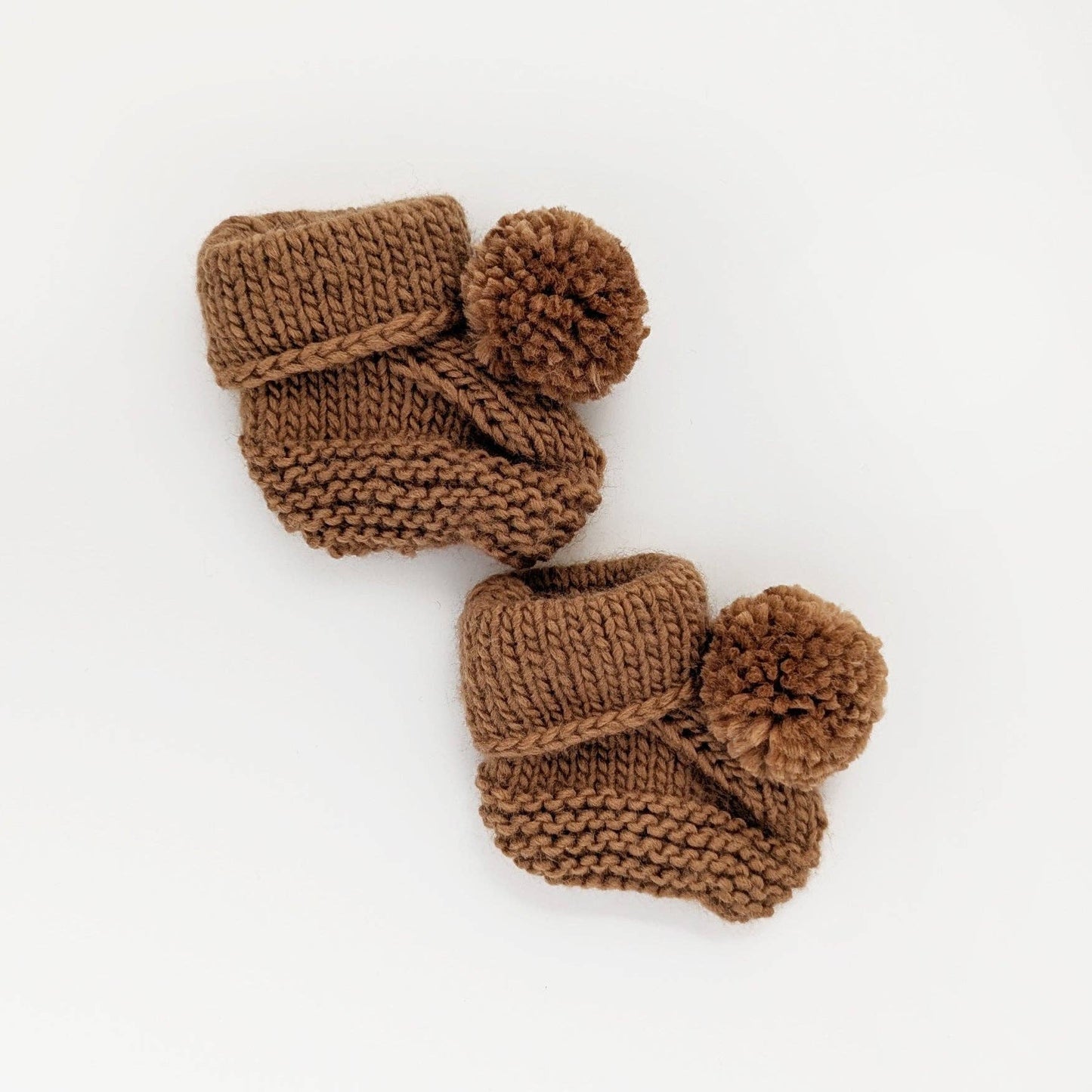 Garter Stitch Baby Booties with Pom Poms