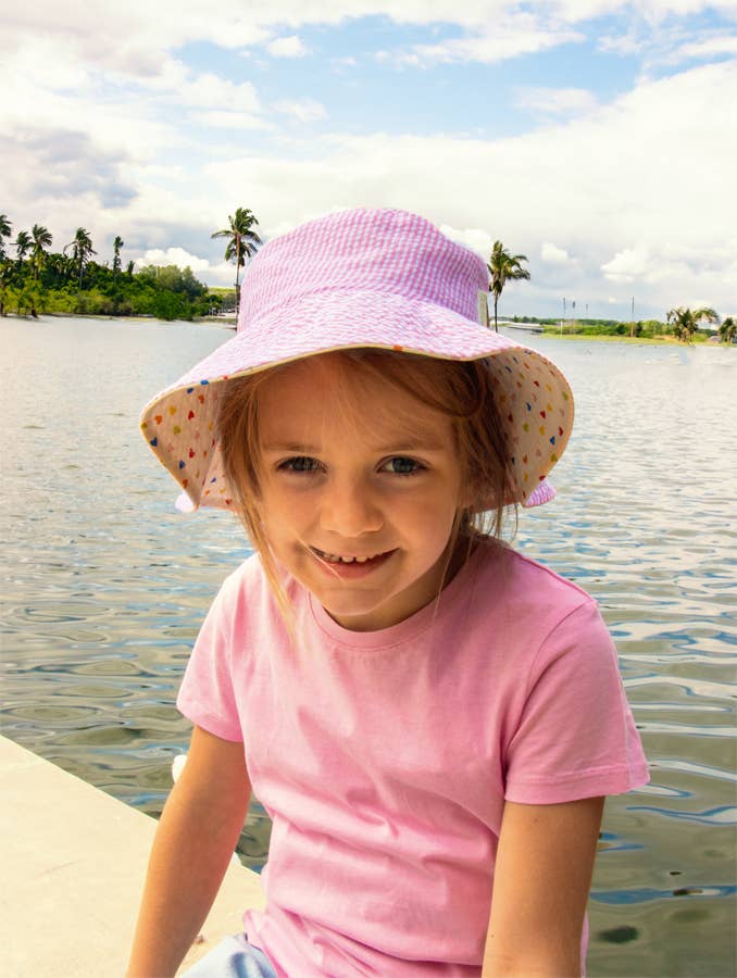 Rainbow Hearts Sun Hat 3-6 Years