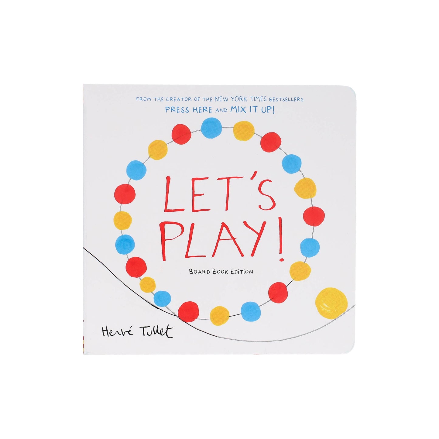 Board book titled 'Let's Play!' with colorful design on a white background
