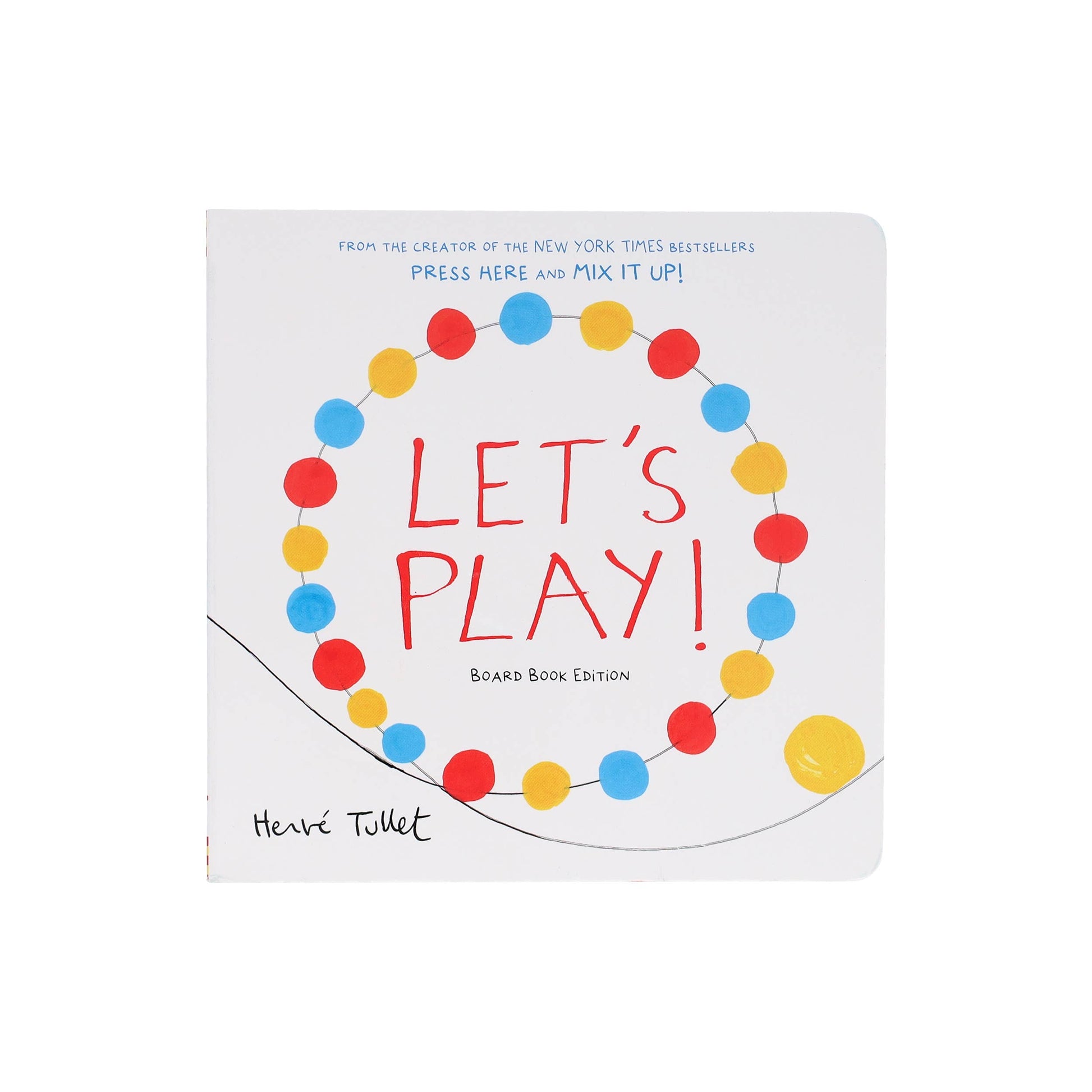 Board book titled 'Let's Play!' with colorful design on a white background