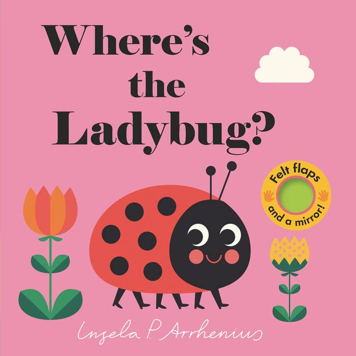 Book cover of 'Where's the Ladybug?' with a ladybug illustration on a pink background.