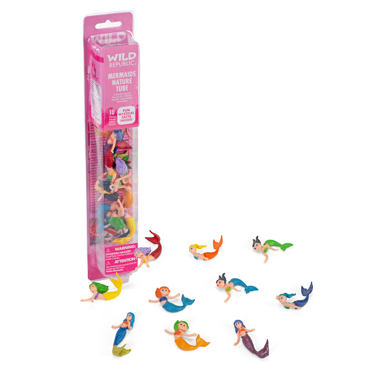 Mermaid figurines with packaging on a white background