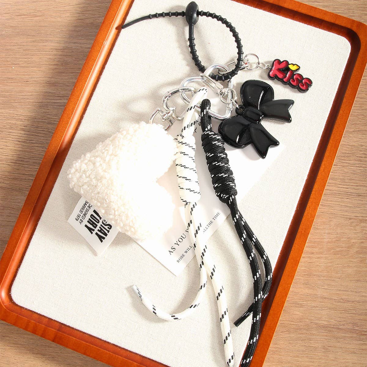 White Plush Heart Bag Charm