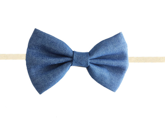 Denim Bow Baby Headband