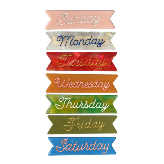 Days of the Week Hair Clips set of 7