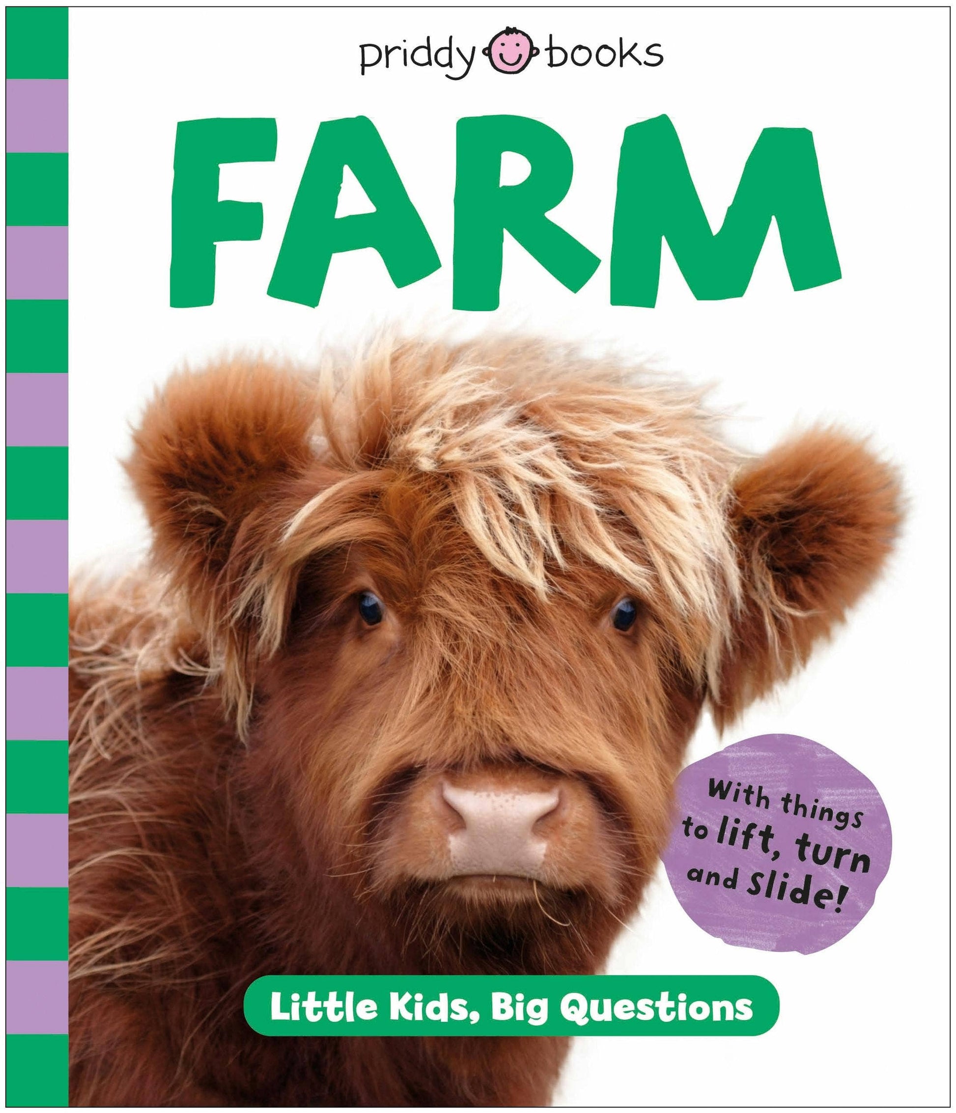 Book titled 'Farm' with a picture of a cow on the cover