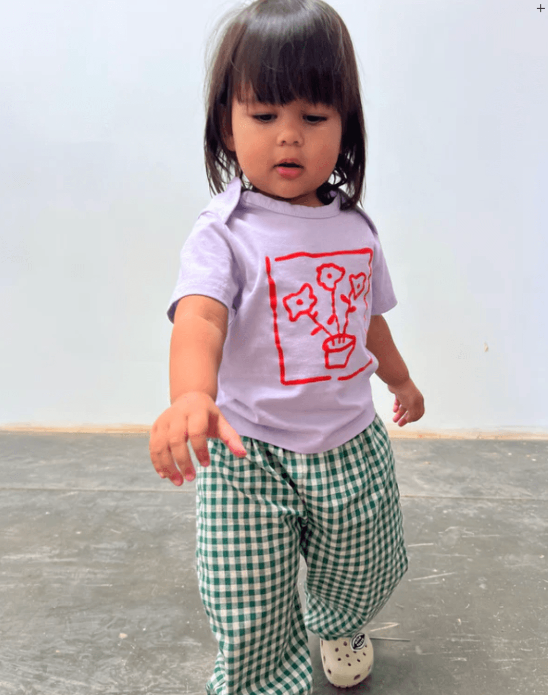 Flower Pot Baby Tee- Lavender
