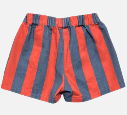 Red and blue striped shorts on a white background