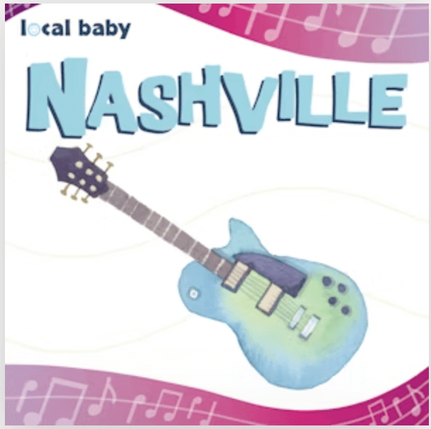 Guitar illustration on a book cover with 'Nashville' text and musical notes.