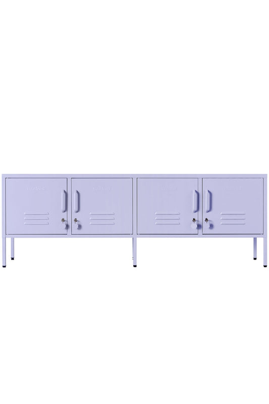 Purple locker-style cabinet on a white background