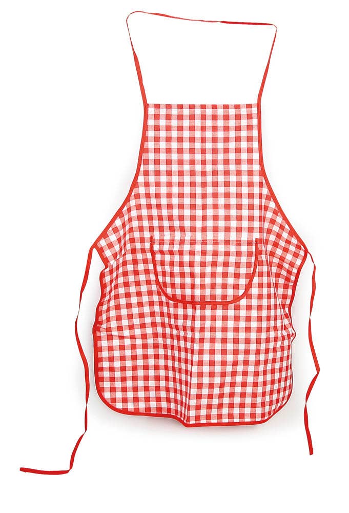 Red and white checkered apron on a white background