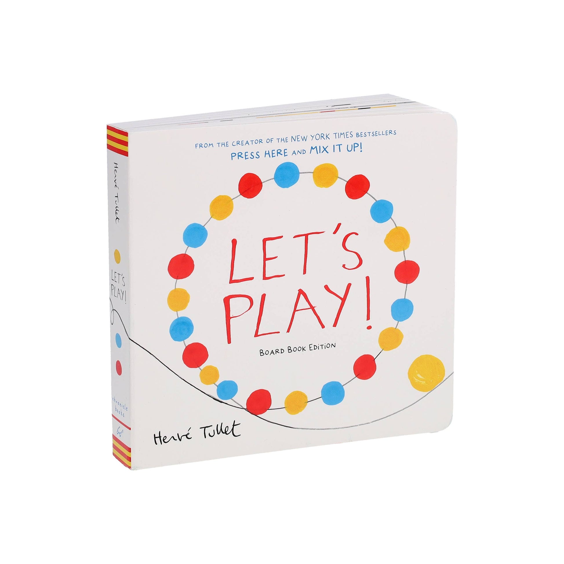 Board book titled 'Let's Play!' with colorful design on a white background